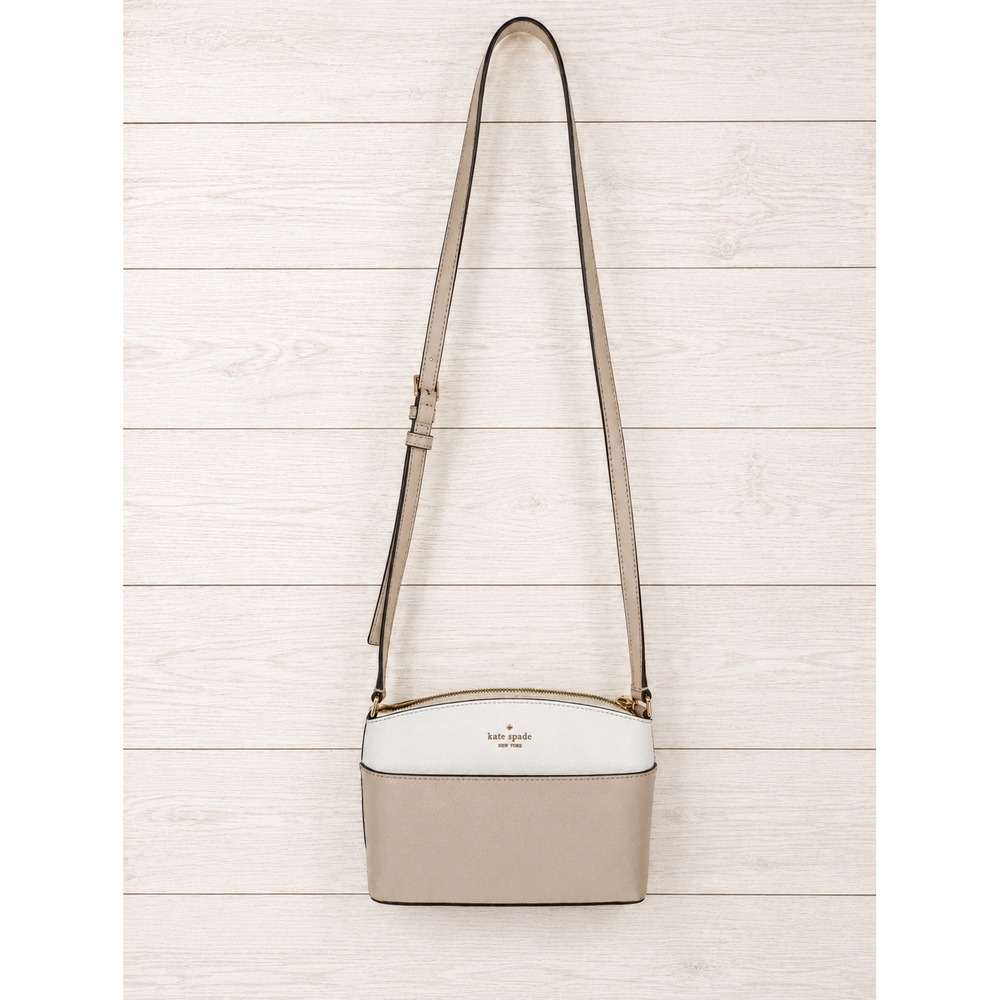 Kate Spade Beige Nude & Cream Pebbled Leather Crossbody Purse